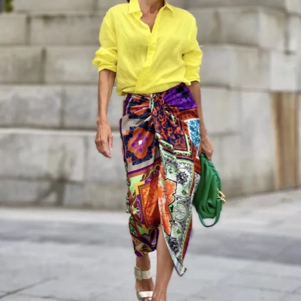 Zara Multicolor Patterned Skirt